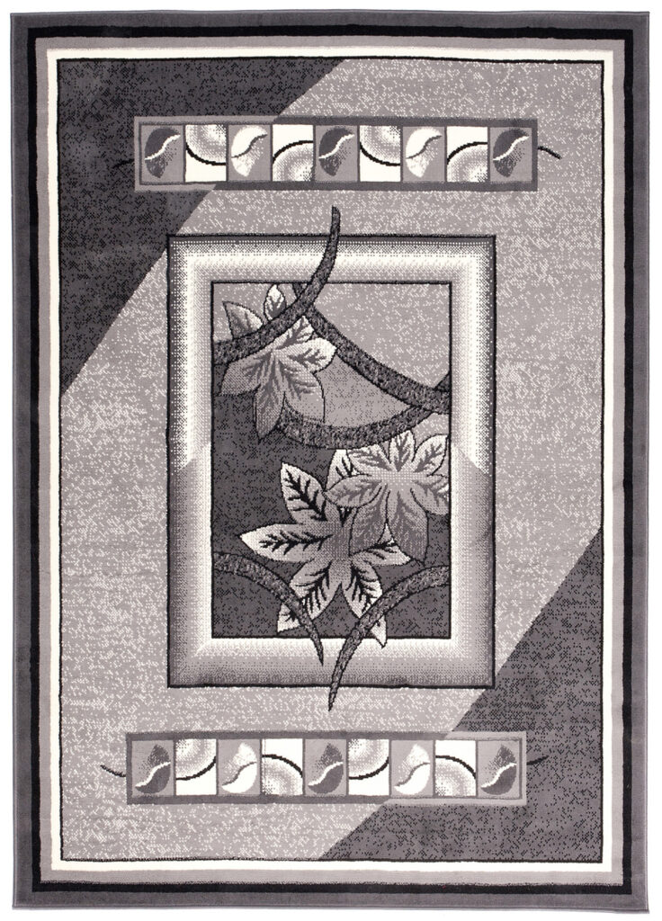 Dywan Dream Szary Geometryczny Kwiaty Ramka