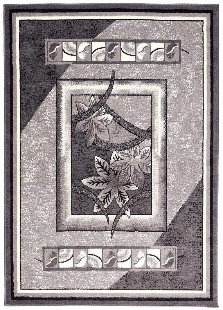 Dywan Dream Szary Geometryczny Kwiaty Ramka