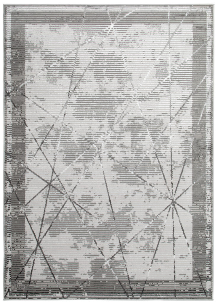 Dywan Crystal Szary Ramka Geometryczny Efekt 3D
