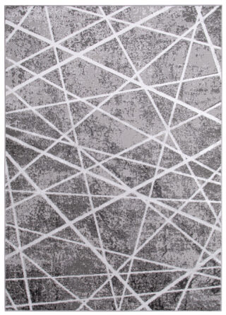 Dywan Crystal Szary Biały Geometryczny Linie Efekt 3D