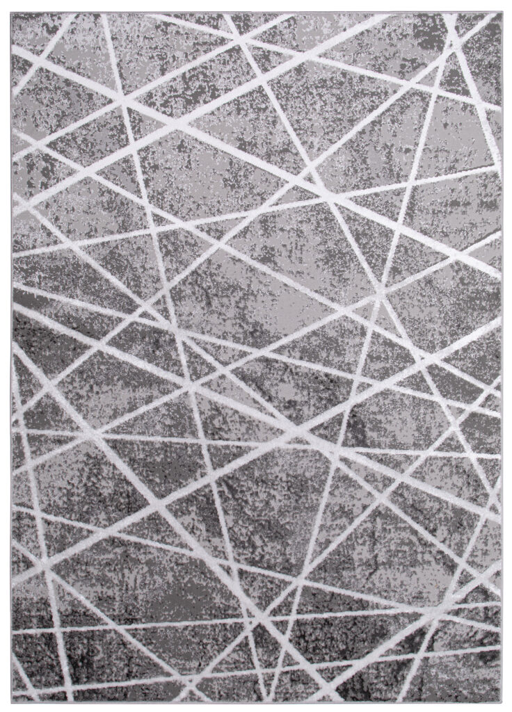 Dywan Crystal Szary Biały Geometryczny Linie Efekt 3D