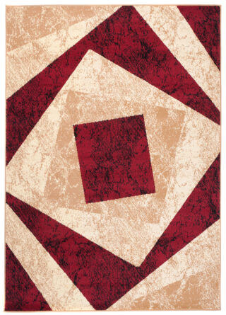 Dywan Dream Geometryczny Kremowy Czerwony Kwadraty