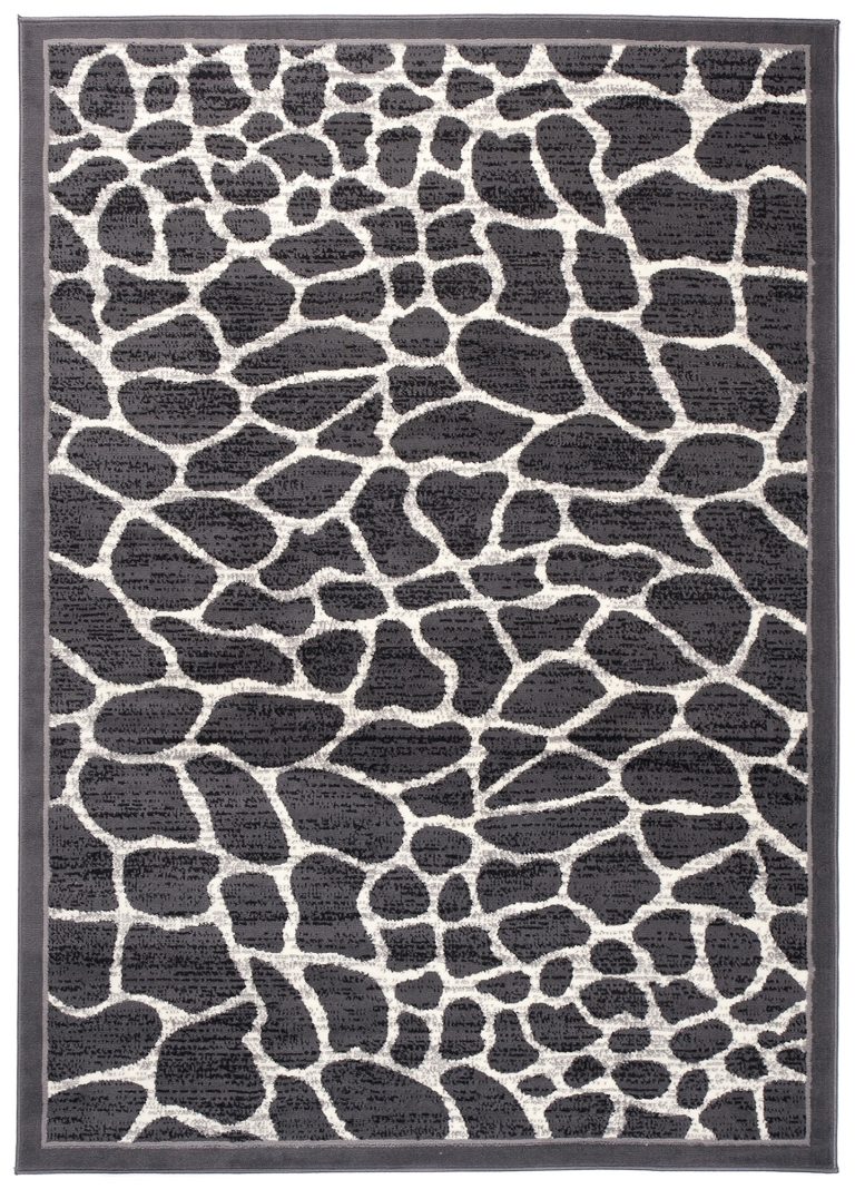 Dywan Dream Ciemny Szary Print Zwierzęcy Ramka