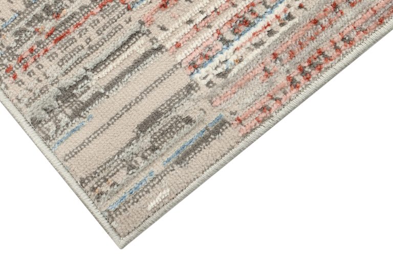 Dywan Retro Szary Rudy Niebieski Paski Nowoczesny