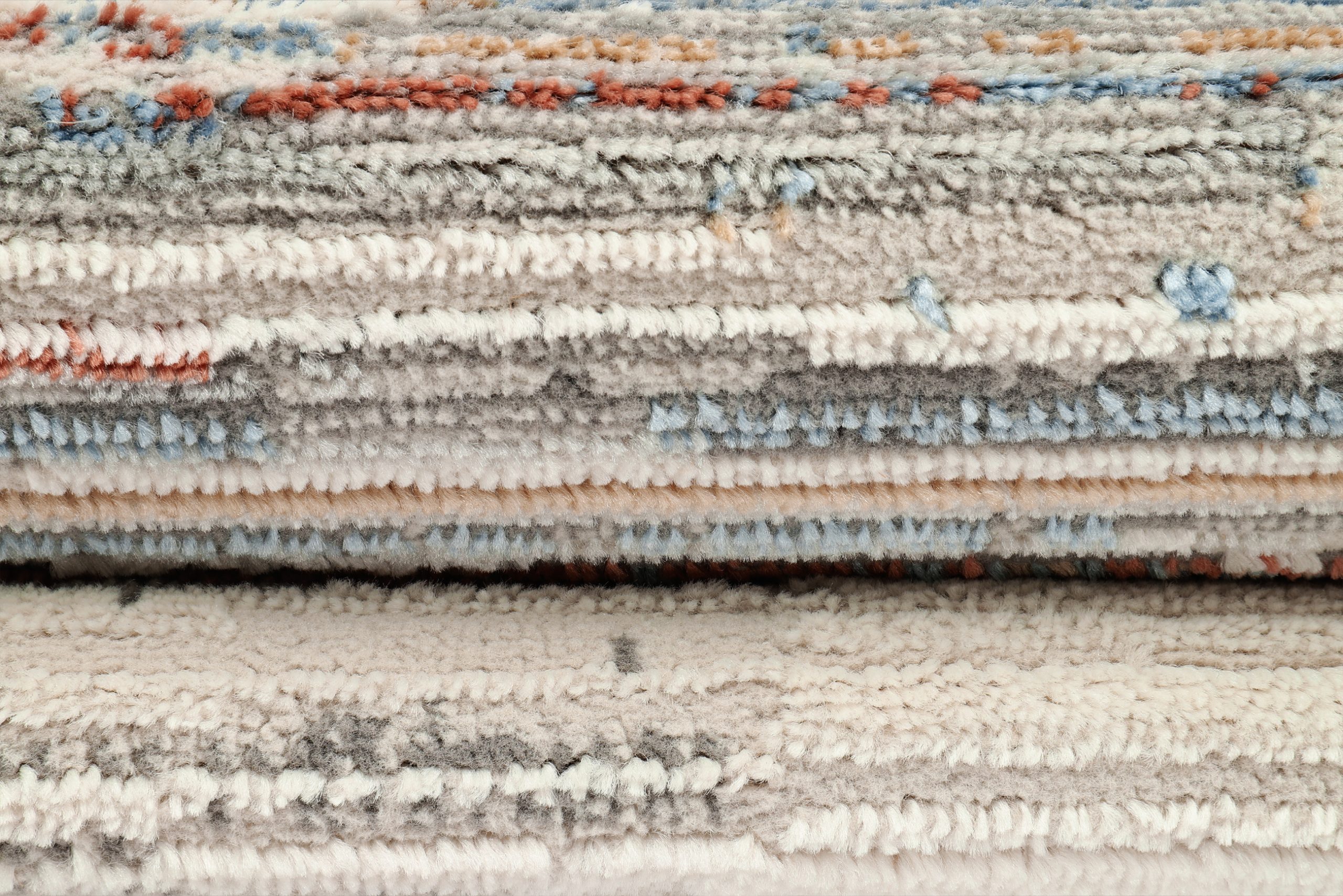 Dywan Retro Szary Rudy Niebieski Paski Nowoczesny