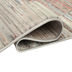 Dywan Retro Szary Rudy Niebieski Paski Nowoczesny