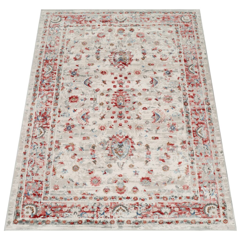Dywan Retro Rudy Szary Ornamenty Vintage