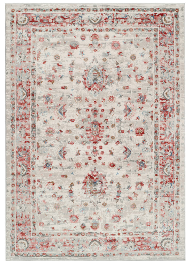 Dywan Retro Rudy Szary Ornamenty Vintage