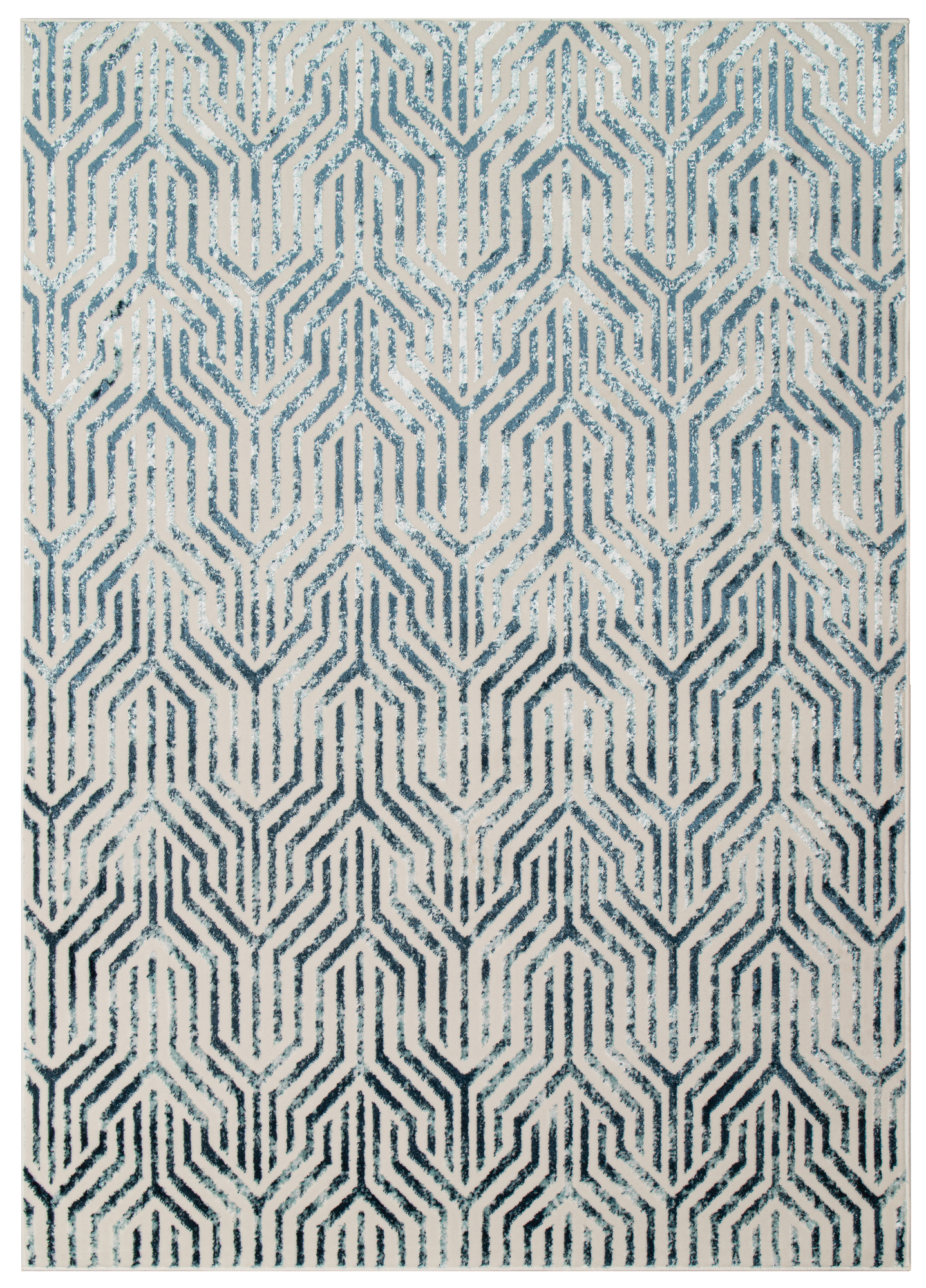 Dywan Crystal Niebieski Biały Linie Efekt 3D