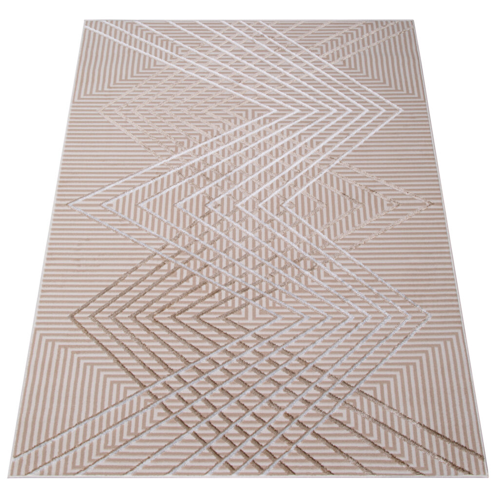 Dywan Crystal Beżowy Brązowy ZygZak Geometryczny Efekt 3D