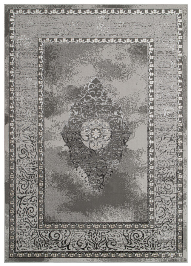 Dywan Ares Szary Rozeta Ramka Vintage
