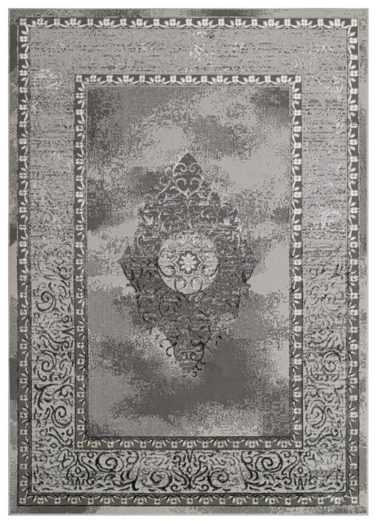Dywan Ares Szary Rozeta Ramka Vintage