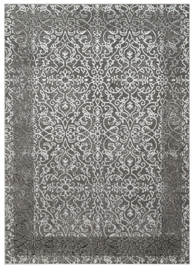 Dywan Ares Ciemny Szary Ornamenty Vintage