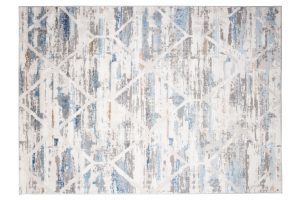 Dywan Valley Szary Niebieski Geometryczny Przetarcia