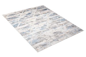 Dywan Valley Szary Niebieski Geometryczny Przetarcia