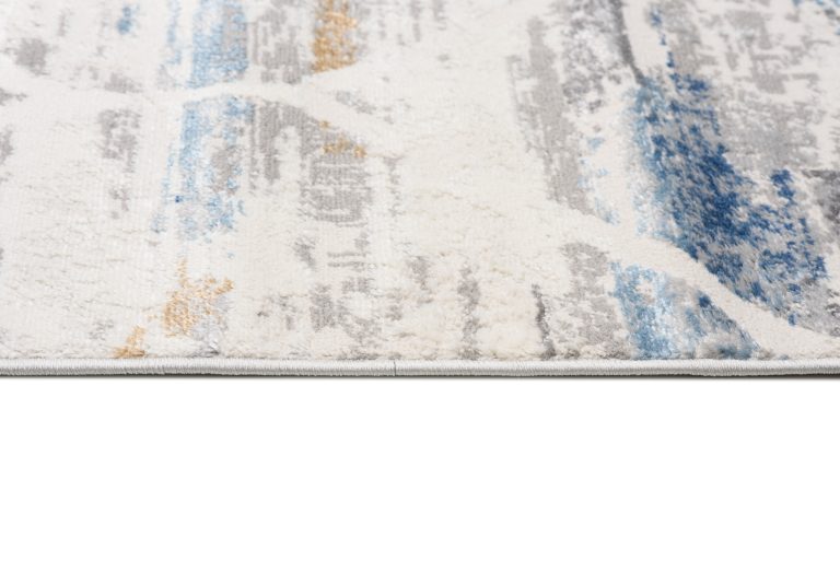 Dywan Valley Szary Niebieski Geometryczny Przetarcia