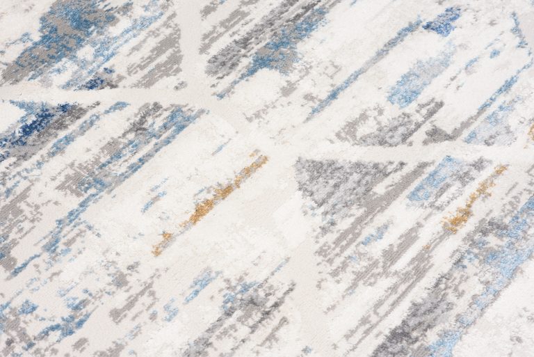 Dywan Valley Szary Niebieski Geometryczny Przetarcia