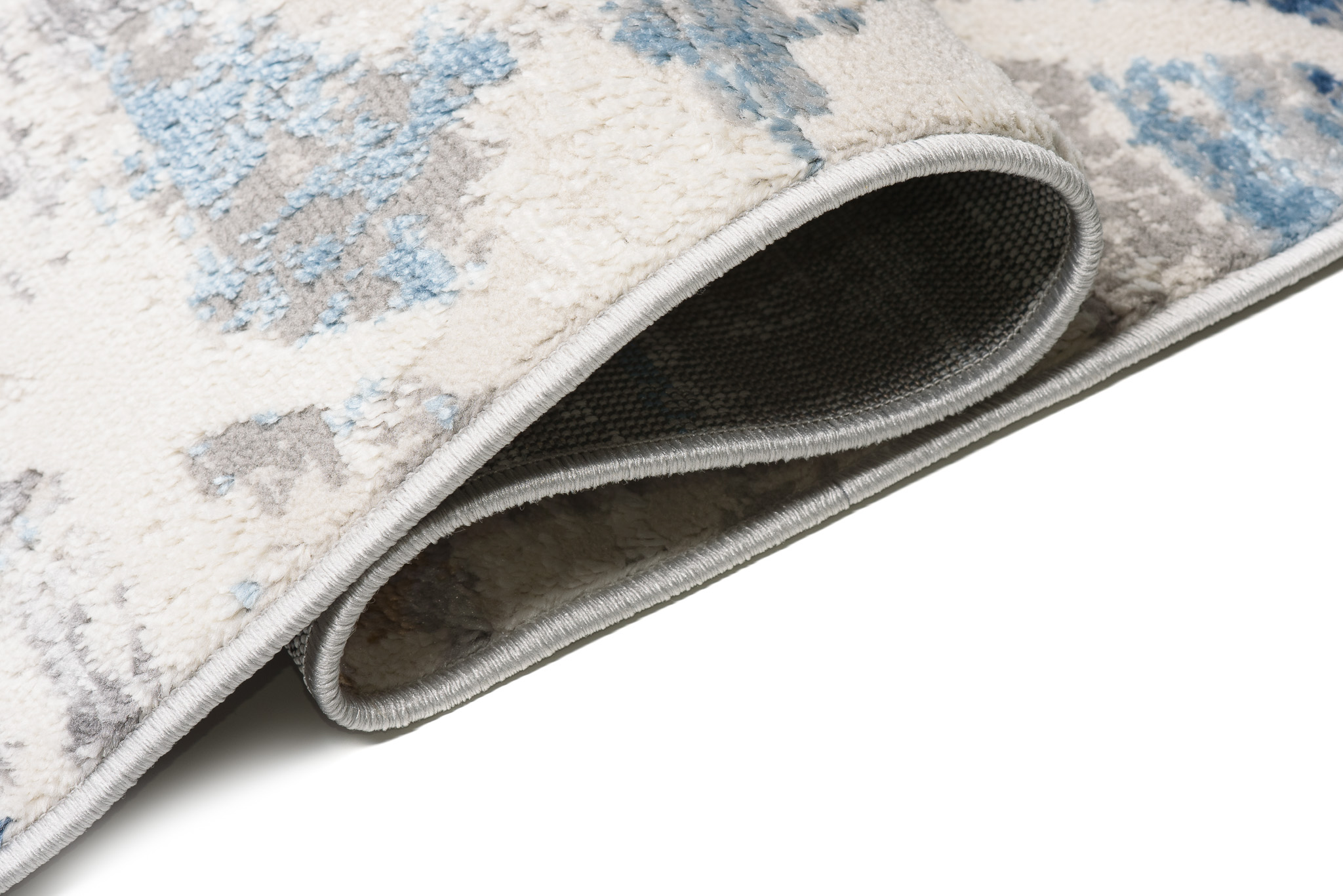 Dywan Valley Szary Niebieski Geometryczny Przetarcia