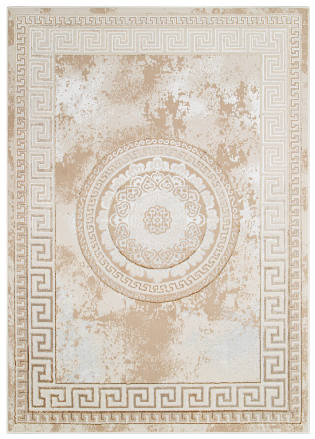 Dywan Ares Złoty Brązowy Ornamenty Medalion
