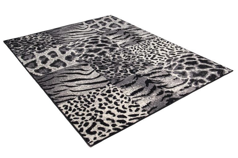 Dywan Dream Szary Czarny Print Zwierzęcy Kwadraty