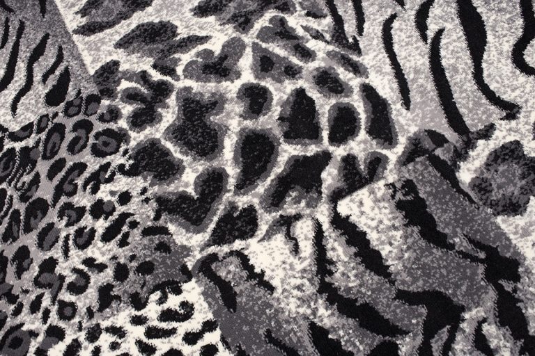 Dywan Dream Szary Czarny Print Zwierzęcy Kwadraty