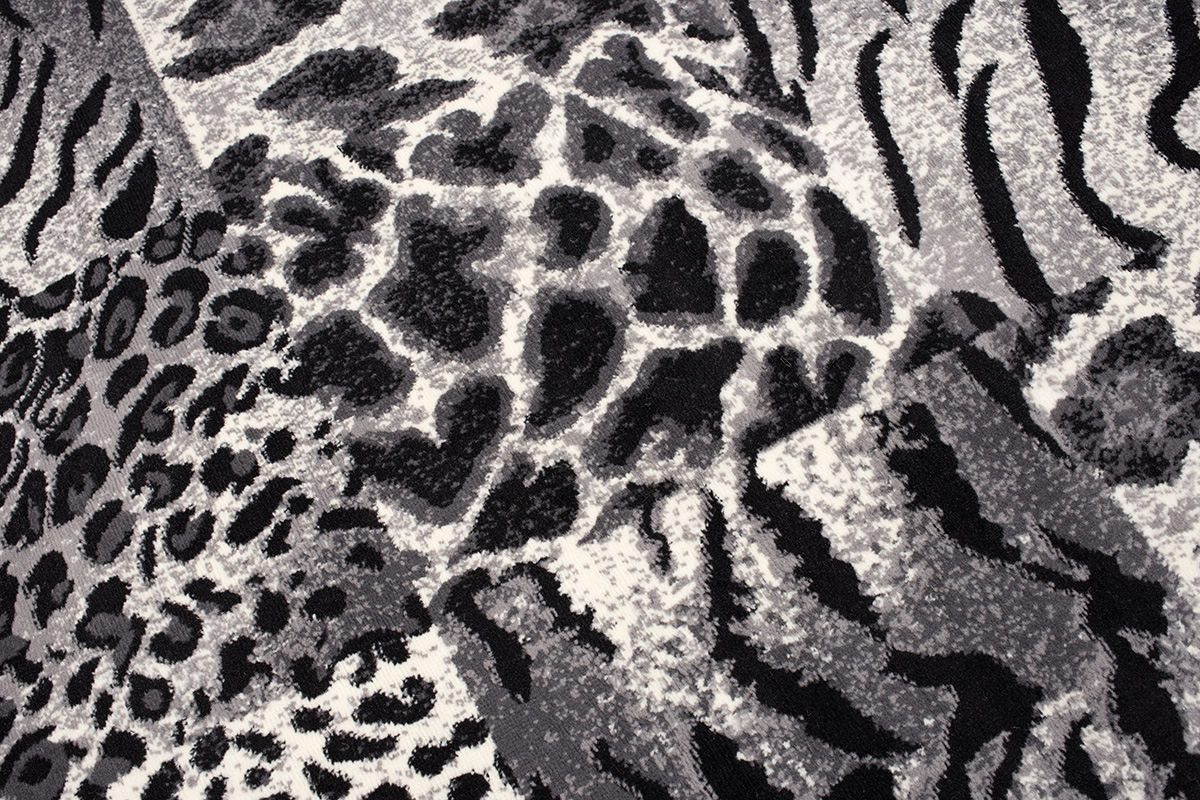 Dywan Dream Szary Czarny Print Zwierzęcy Kwadraty