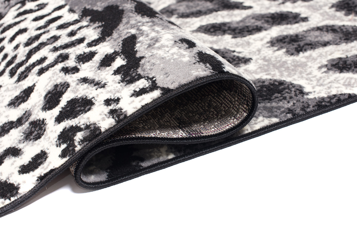 Dywan Dream Szary Czarny Print Zwierzęcy Kwadraty