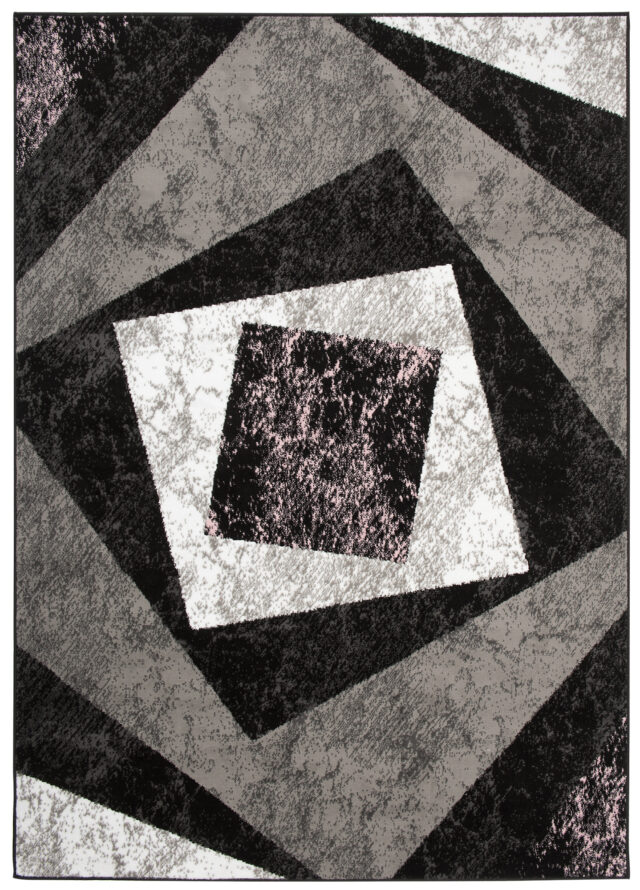 Dywan Dream Geometryczny Szary Różowy Kwadraty