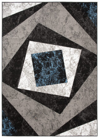 Dywan Dream Geometryczny Szary Niebieski Kwadraty