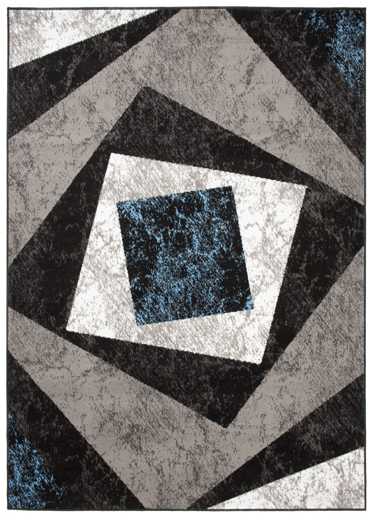 Dywan Dream Geometryczny Szary Niebieski Kwadraty