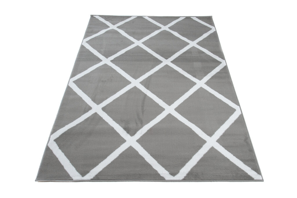 Dywan Luxury Jasny Szary Biały Geometryczny Krata