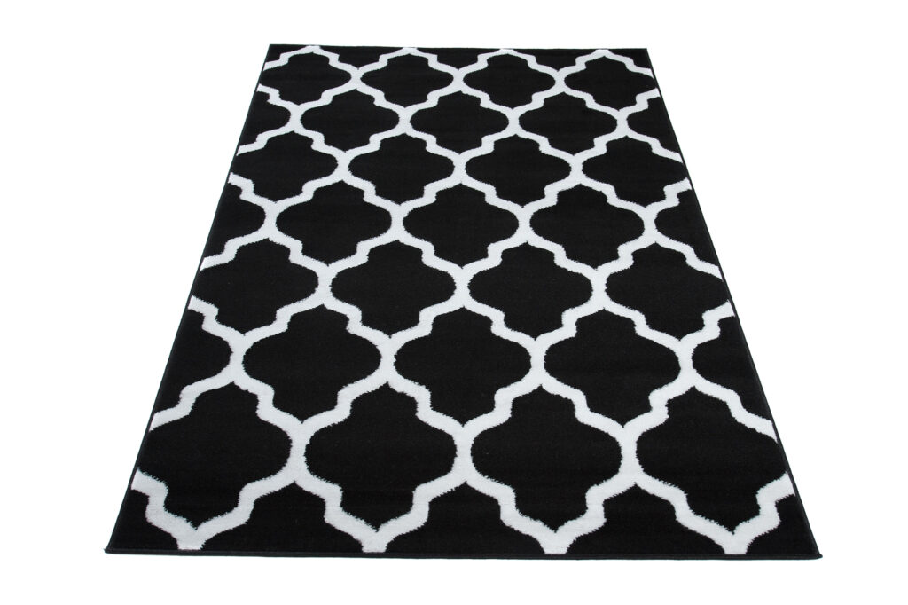 Dywan Luxury Czarny Biały Geometryczny Trellis