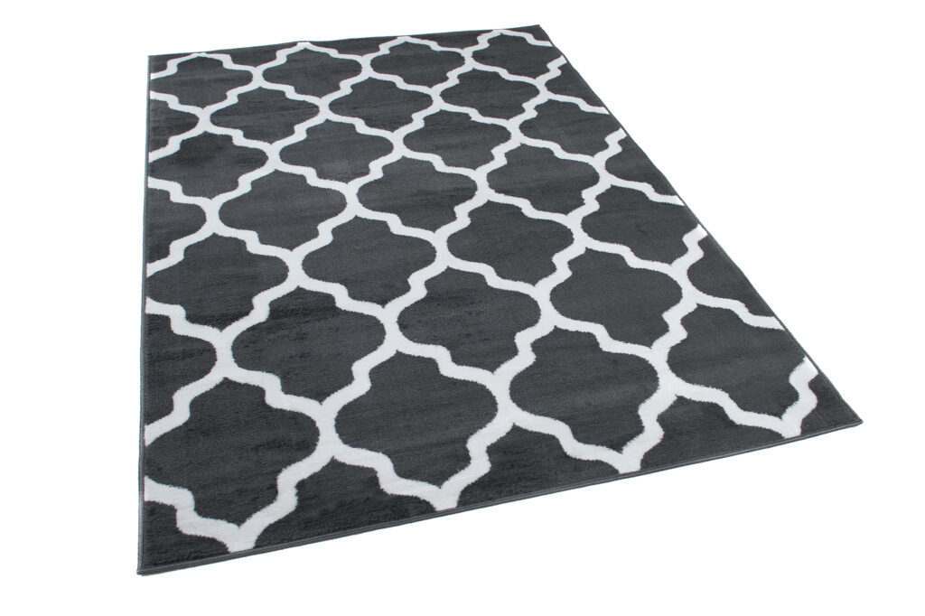 Dywan Luxury Ciemny Szary Biały Geometryczny Trellis