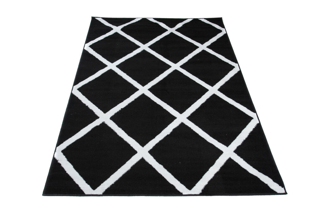Dywan Luxury Czarny Biały Geometryczny Krata