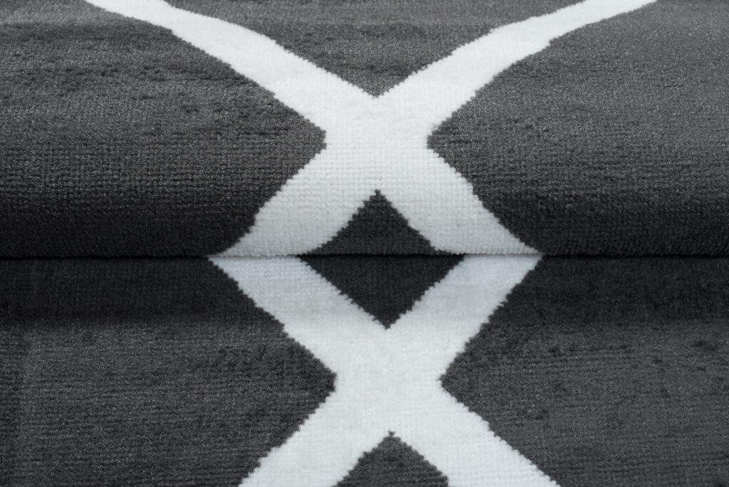 Dywan Luxury Ciemny Szary Biały Geometryczny Krata