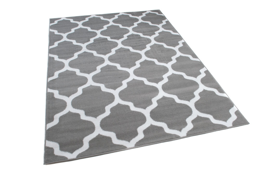 Dywan Luxury Jasny Szary Biały Geometryczny Trellis