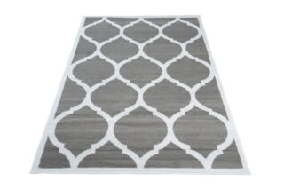 Dywan Luxury Szary Biały Marokański Trellis Ramka