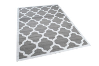 Dywan Luxury Szary Biały Geometryczny Trellis Ramka