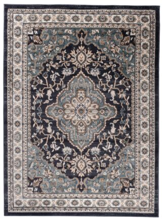 Dywan Colorado Tradycyjny Czarny Niebieski Ornamenty