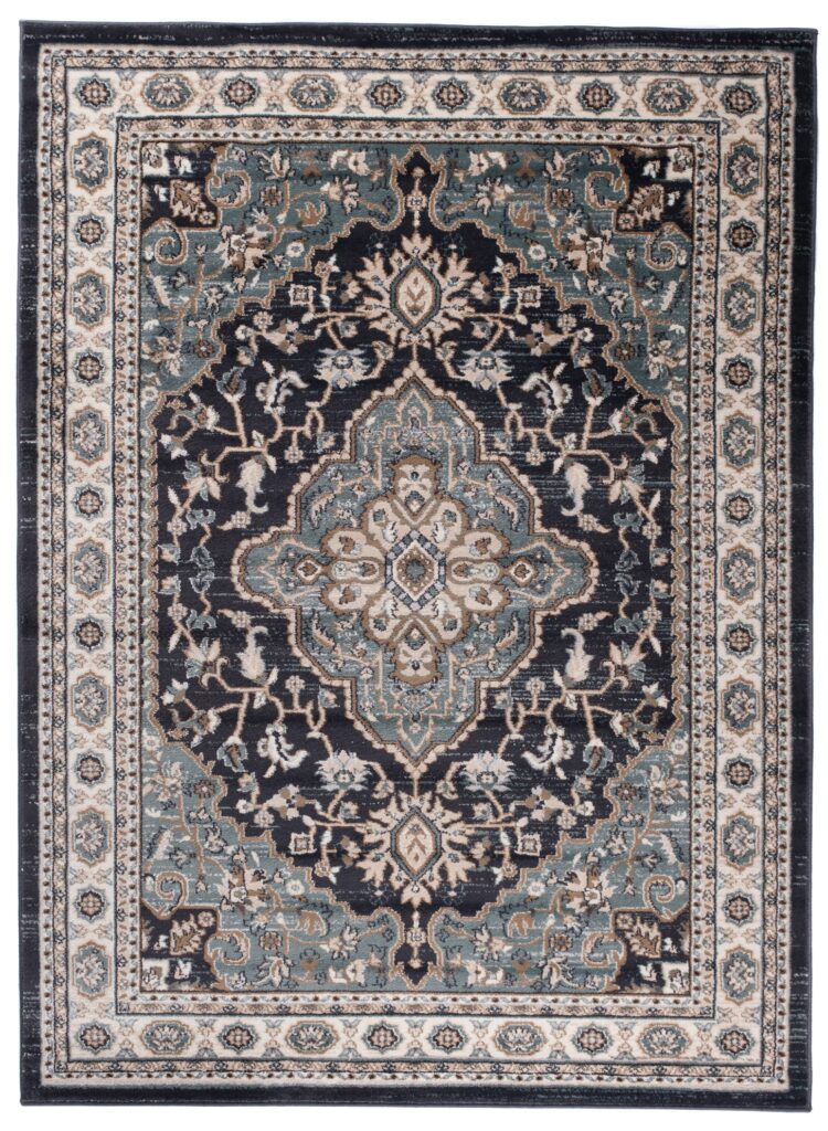 Dywan Colorado Tradycyjny Czarny Niebieski Ornamenty
