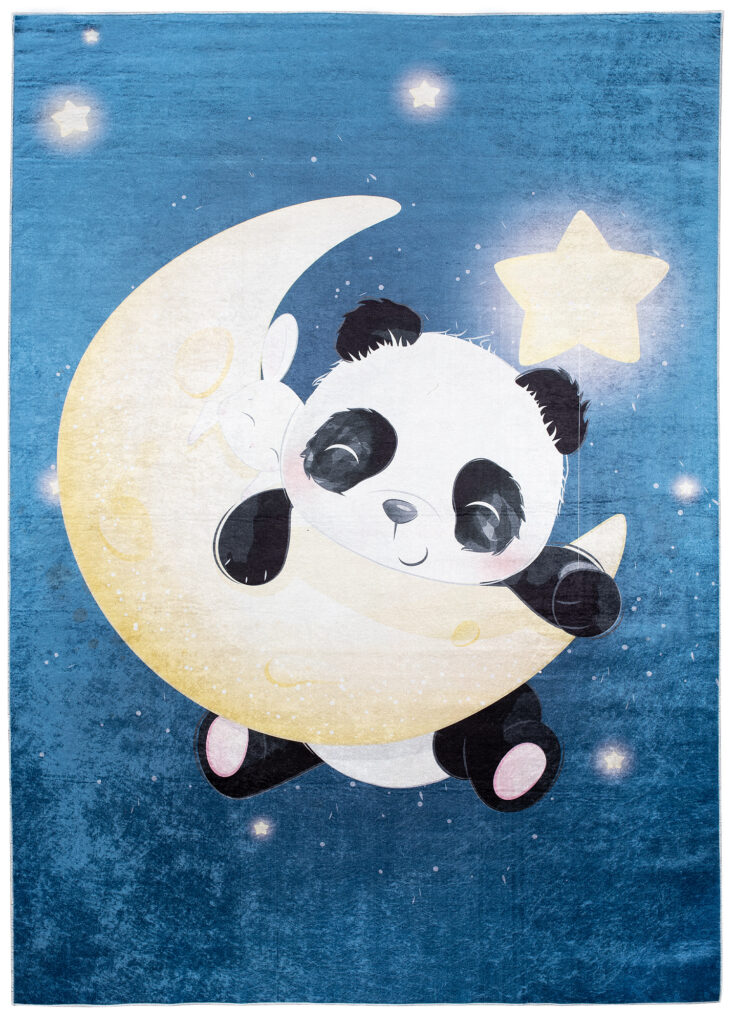 Dywan Emma Dziecięcy Granatowy Panda Antypoślizgowy