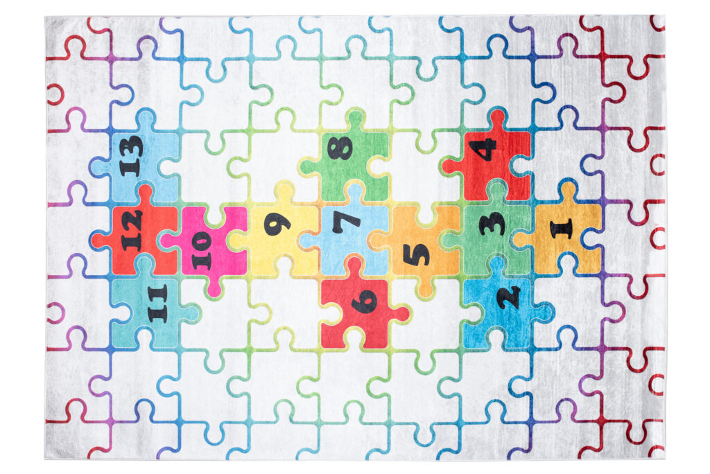 Dywan Emma Dziecięcy Jasny Puzzle Klasy Antypoślizgowy