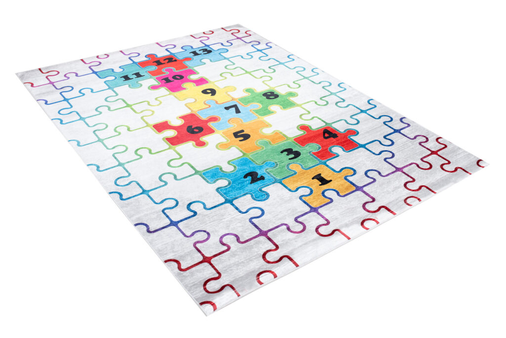 Dywan Emma Dziecięcy Jasny Puzzle Klasy Antypoślizgowy