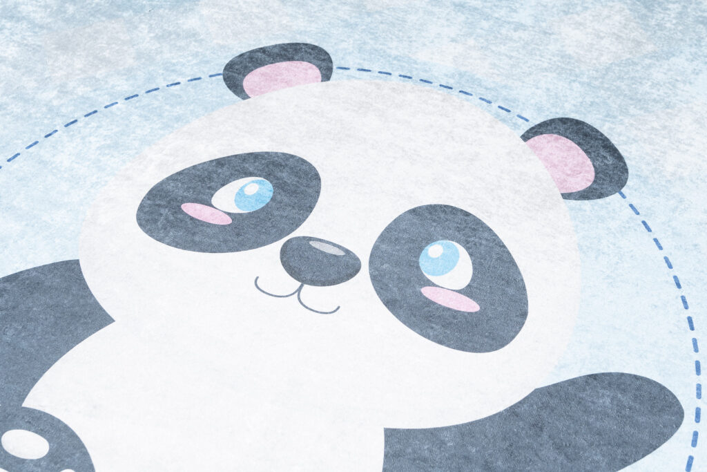 Dywan Emma Antypoślizgowy Do Prania Niebieski Panda