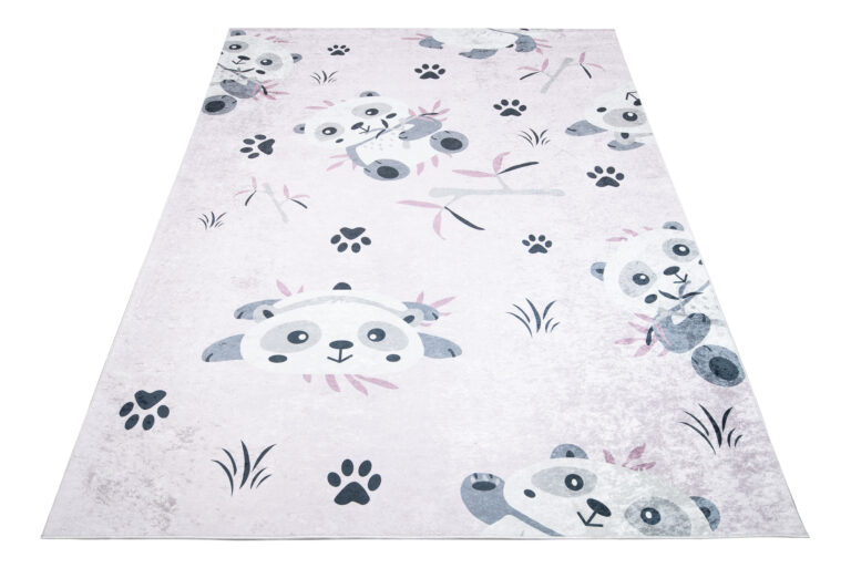 Dywan Emma Antypoślizgowy Do Prania Różowy Szary Pandy
