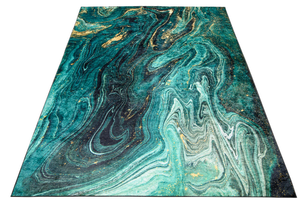 Dywan Toscana Szmaragdowo Złoty Antypoślizgowy