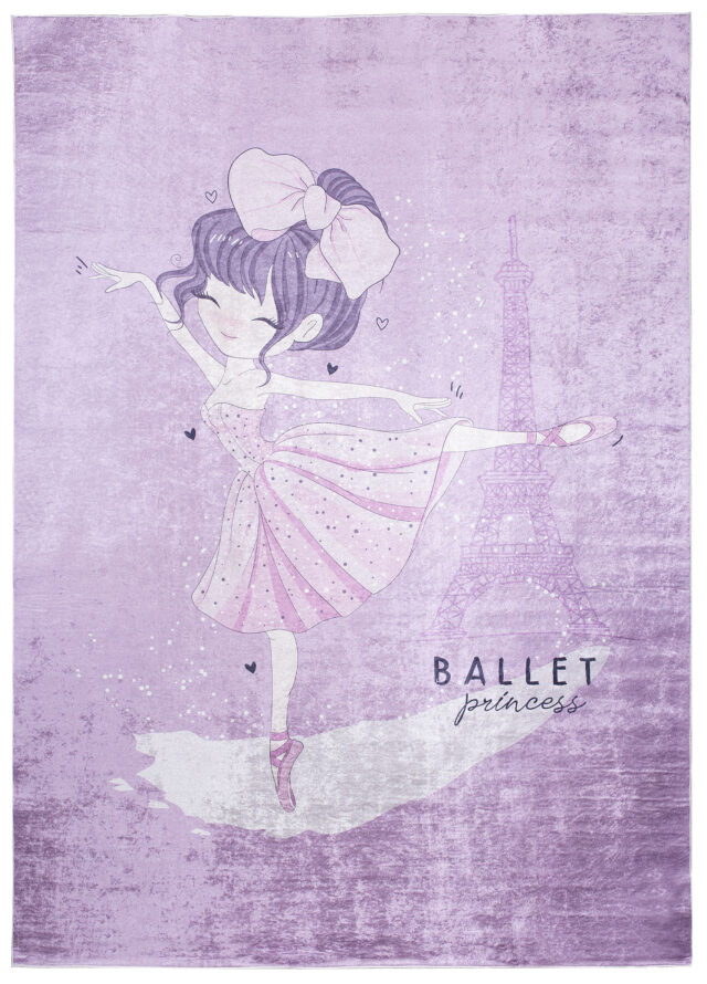 Dywan Emma Dziecięcy Fioletowy Baletnica Antypoślizgowy
