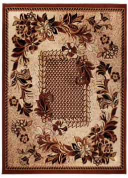 Dywan Atlas Beżowy Brązowy Nowoczesny Kwiatowy