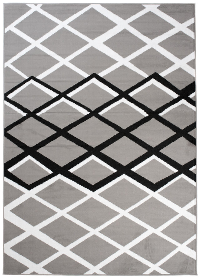 Dywan Luxury Szary Czarny Geometryczny Krata