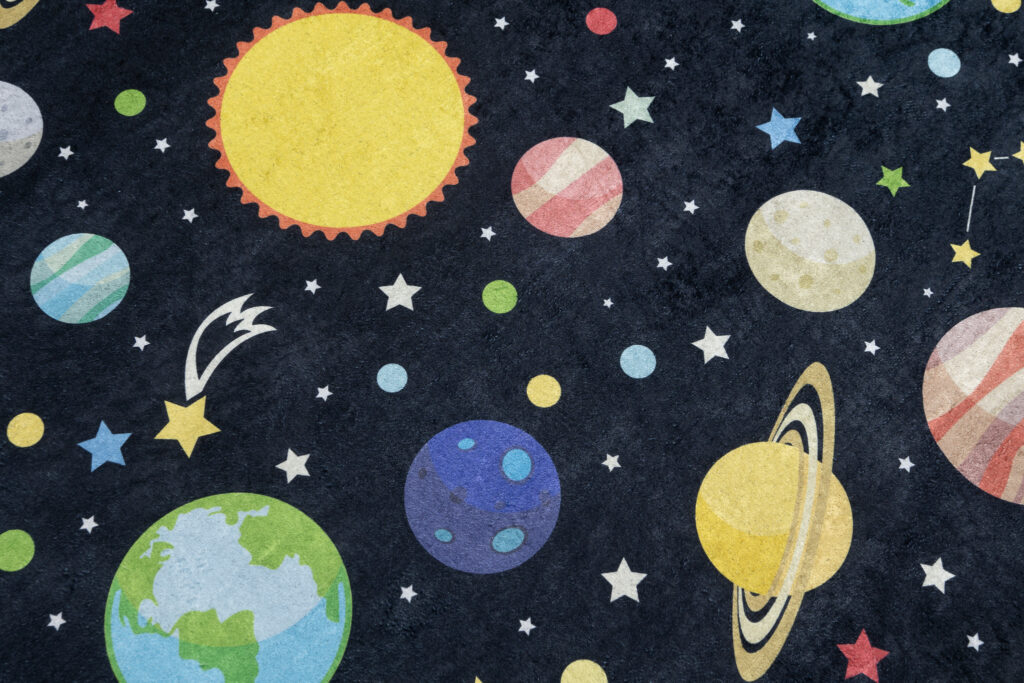 Dywan Emma Dziecięcy Ciemny Kosmos Planety Antypoślizgowy
